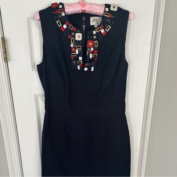 Calvin Klein Black Dress with Colorful Embellished Neckline - Picture 2 of 2